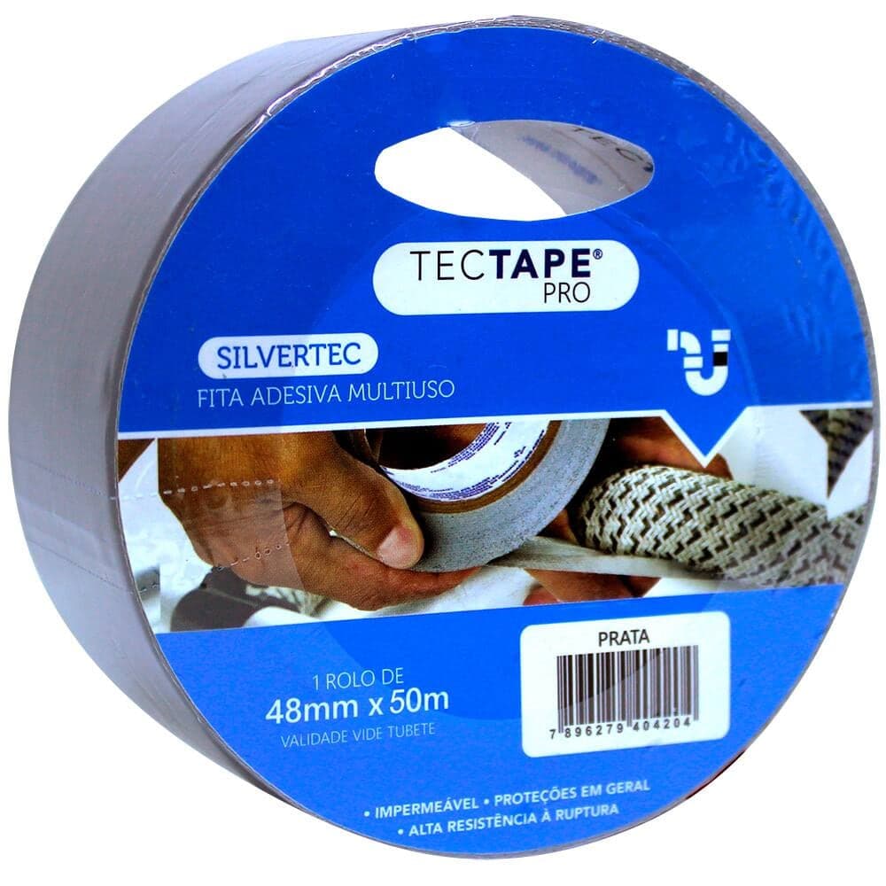 Fita Silver tape prata 48mm x 10 Metros - Tectape