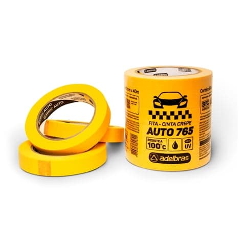 Fita Crepe Automotiva Amarela 765 18mm x 40M Adelbras