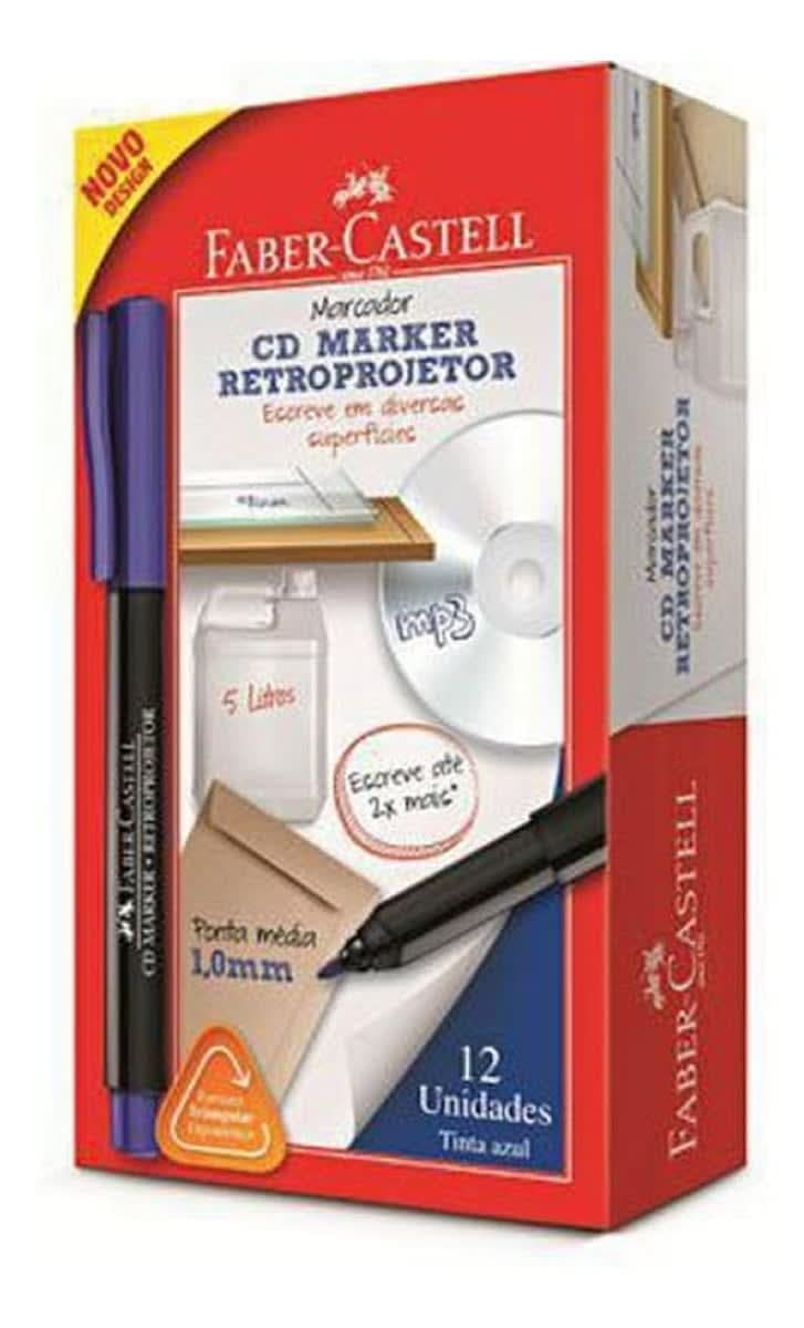 Caneta Marcador Retroprojetor Cores – Faber-castell | Caixa Com 12 Unidades Para Escrita Fina E Dura