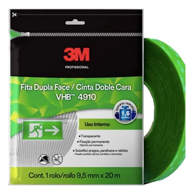 Fita Dupla Face Vhb Cinza 9,5mm X 20mts - 3m | Fixação Forte E Durável