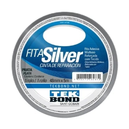 Fita Silver preta 48mm x 5 Metros - TekBond