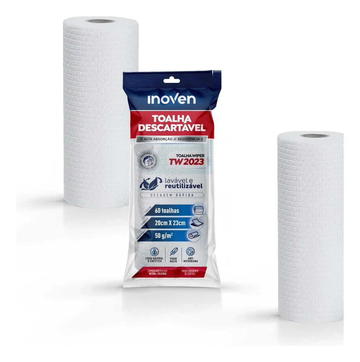 Toalhas Descartáveis 20x23cm Com 60 Folhas - Inoven