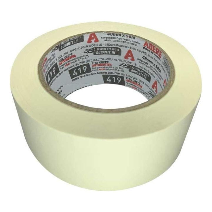 Fita Crepe Automotiva Bege 419 45mm X 50m - Adere | Precisão E Resistência Para Pintura